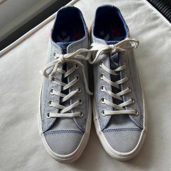 Converse Chuck Taylor All Star Platform Sneakers - Blue & White - Women 7 - Picture 1 of 8